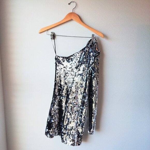 Dress the Population Metallic One Shoulder Dress - Picture 2 of 5